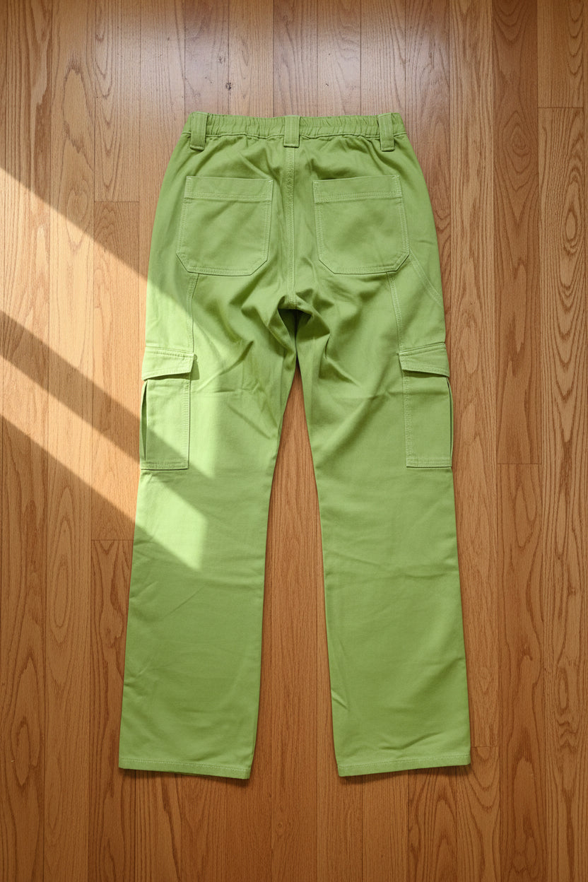 Wide Leg Cargo Carpenter Jeans in Green | High-Rise Denim