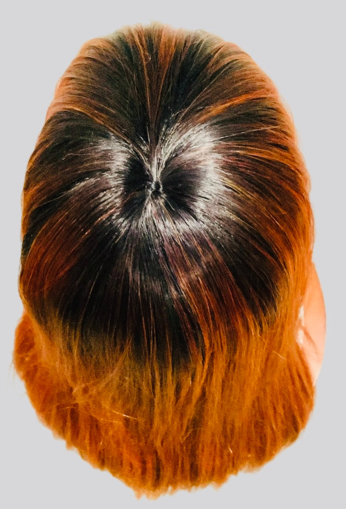 Orange Heat-Resistant Synthetic Wig with Full Bangs — Long Straight