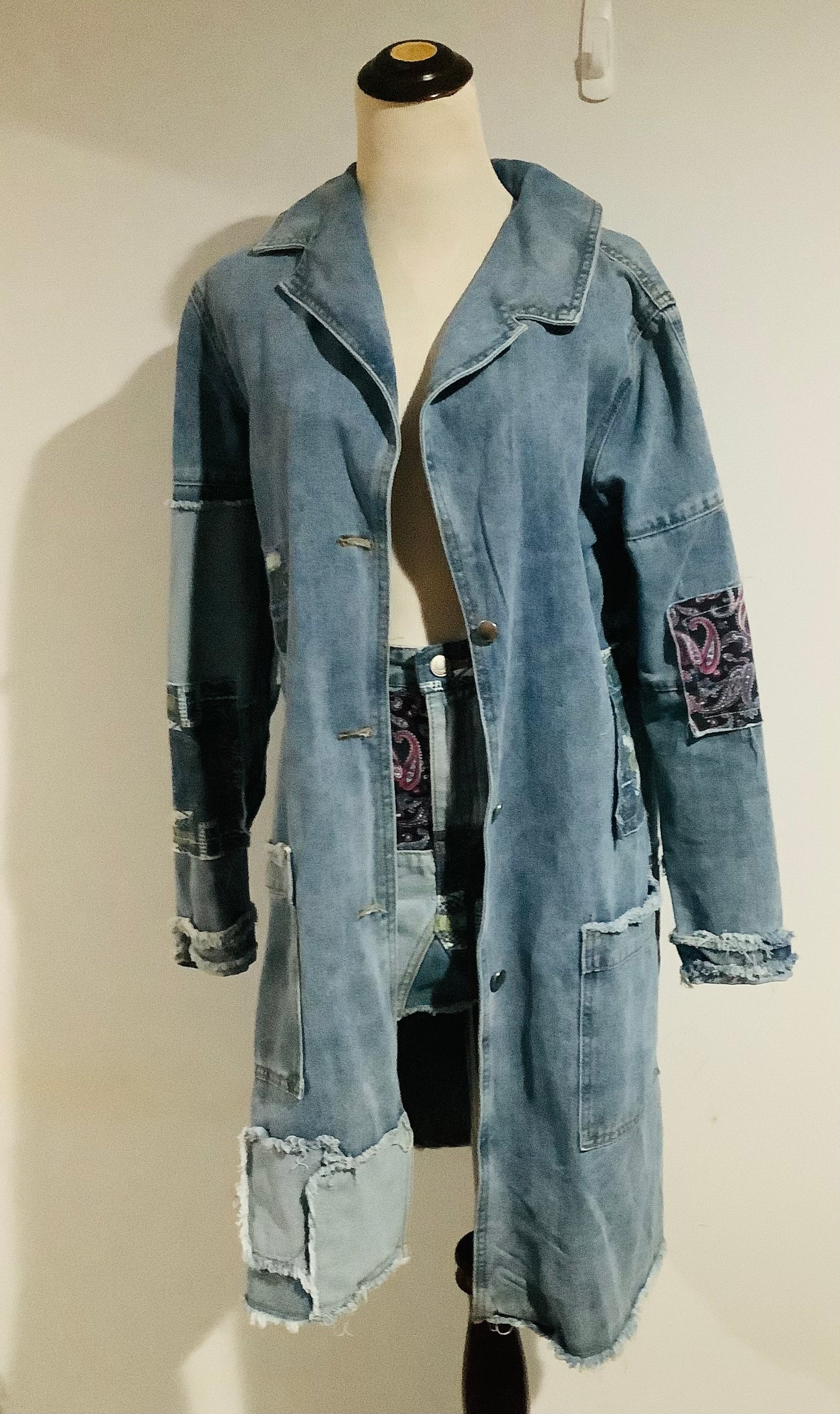 Fashion Nova: New Paisley Patchwork Denim Skirt Set Medium Wash