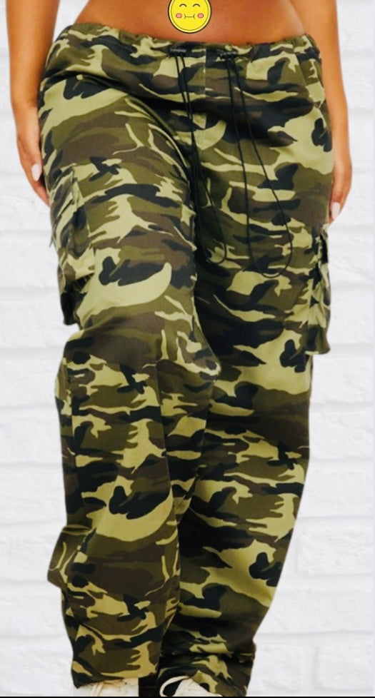 PLT: New Green Camo Parachute Pants