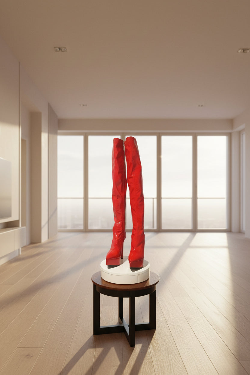 Dolls Kill Thigh High Red Platform Over-the-Knee Boots | Pre-Owned