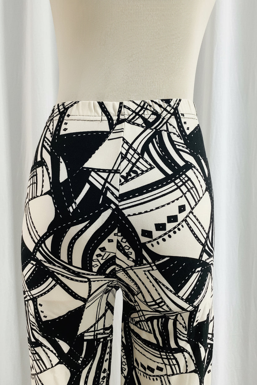 Buttery Soft Abstract Black & White Leggings | Women's Stretch Pants