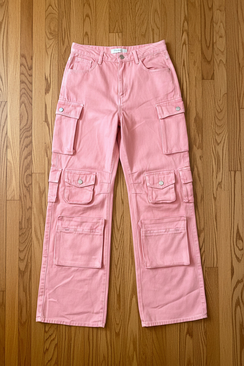 Fashion Nova Tall Lilly High Rise Wide Leg Cargo Jeans – Pink