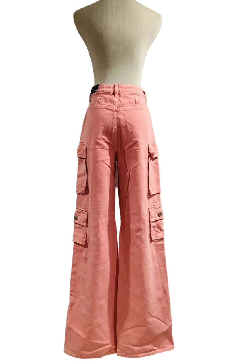 Fashion Nova Tall Lilly High Rise Wide Leg Cargo Jeans – Pink