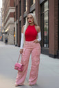 Fashion Nova Tall Lilly High Rise Wide Leg Cargo Jeans – Pink