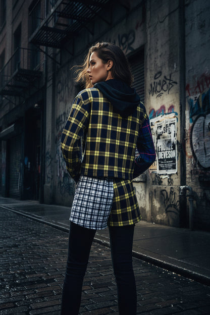 Box Em Plaid Two-Piece Short Set – Crop Hoodie & High-Waisted Shorts