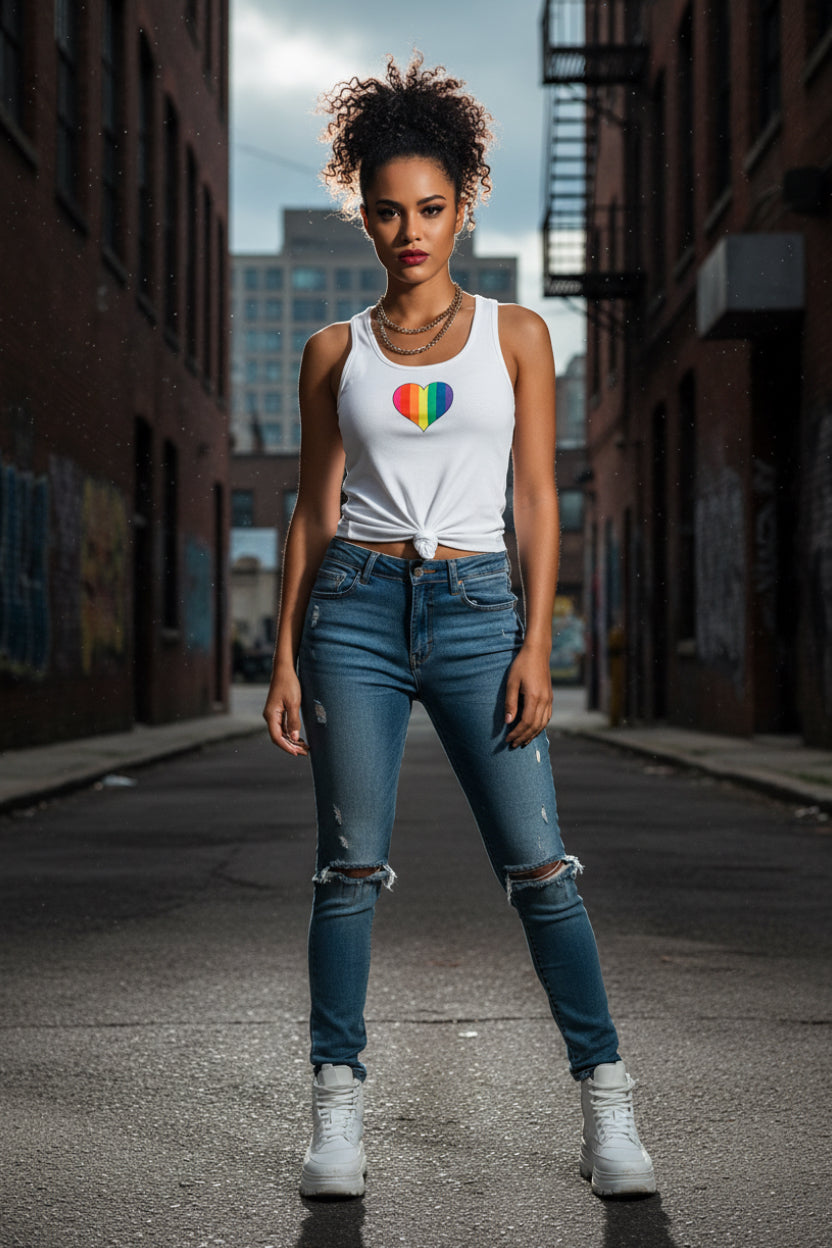 Plus Size Celebrate Love Glitter Rainbow Tank Top - Club EXX