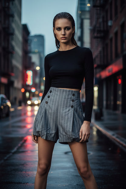 Blashe Pin Stripe High-Waist Shorts-NWOT