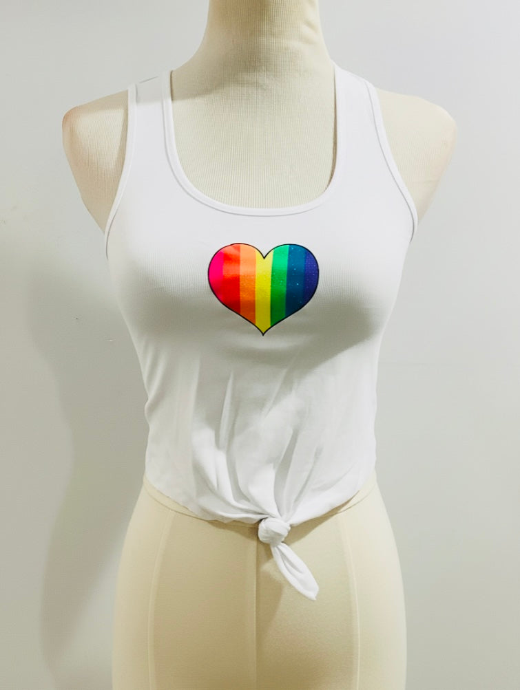 Celebrate Love Glitter Rainbow Tank Top