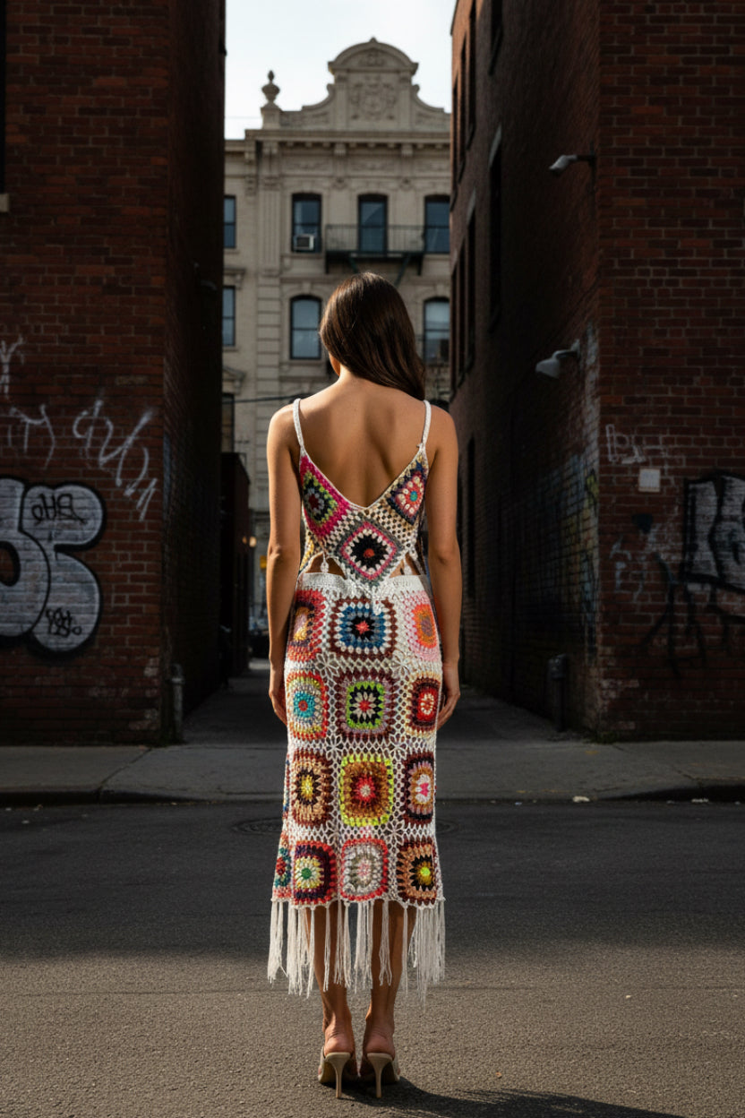 Crochet Granny Square Two-Piece Set – Boho Style | Pre-Owned