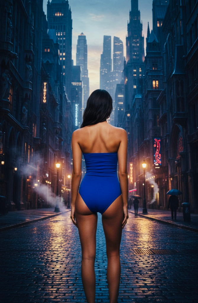 Ambiance Strapless Bodysuit — Blue | Belle Allure Collection
