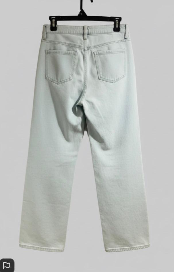 No Excuse Ripped Baggy Wide Leg Jeans — Light Wash Distressed Denim