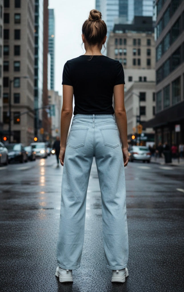 No Excuse Ripped Baggy Wide Leg Jeans — Light Wash Distressed Denim