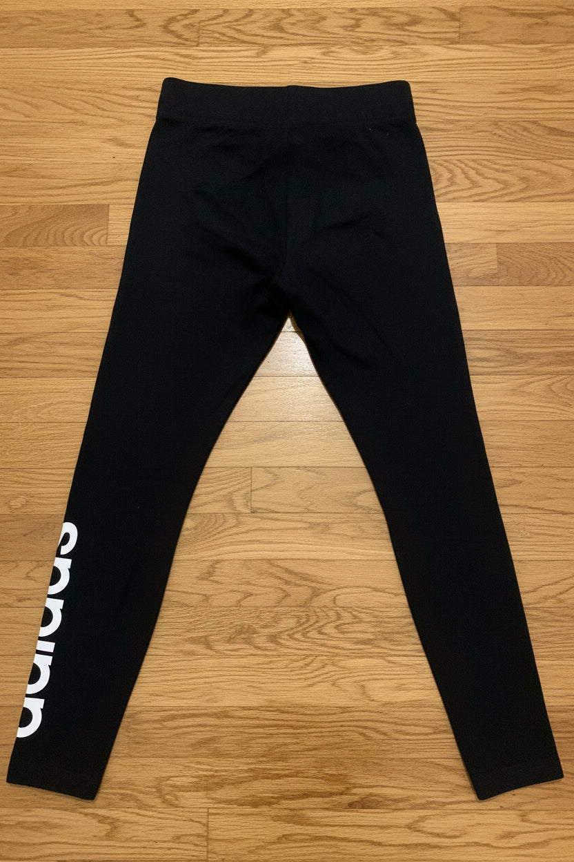 Women's Adidas Essential High-Waisted Leggings – Black/White Linear Logo