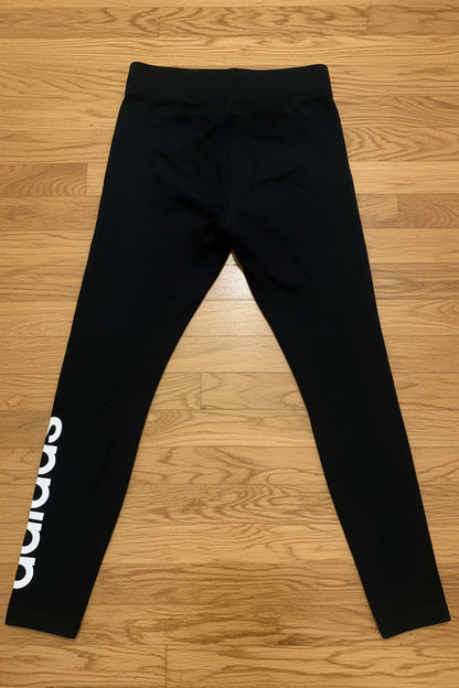 Women's Adidas Essential High-Waisted Leggings – Black/White Linear Logo