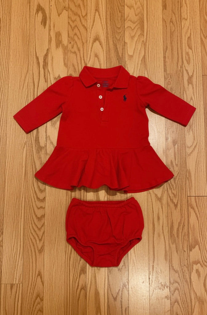 Ralph Lauren Stretch Polo Bloomer Set – Baby Girl 3 & 6 Months