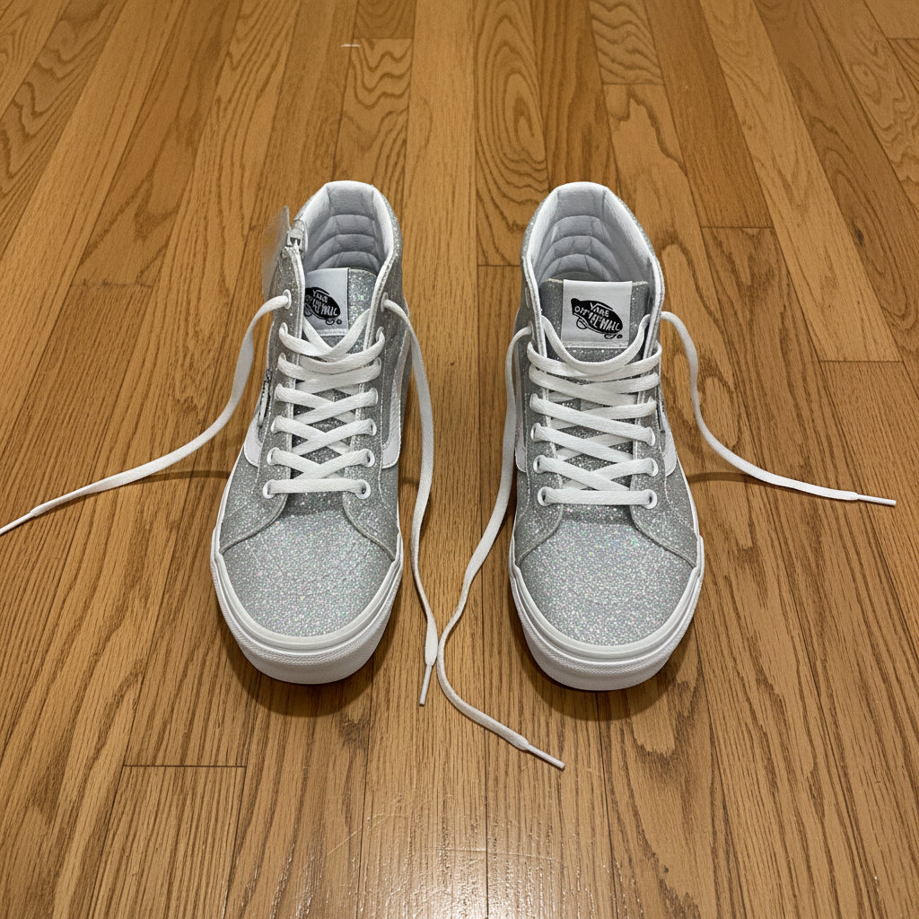 Vans Toddler Sk8-Hi Side Zip Sneaker – Glitter Silver (Pre-Owned)