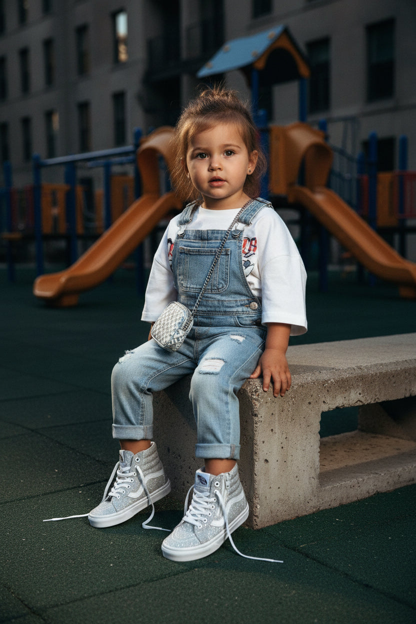 Vans Toddler Sk8-Hi Side Zip Sneaker – Glitter Silver (Pre-Owned)
