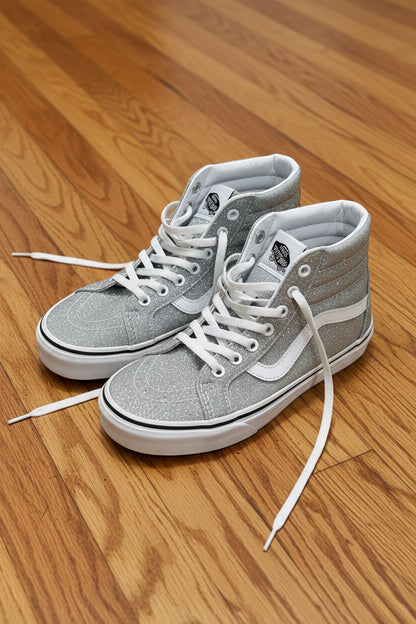Vans Toddler Sk8-Hi Side Zip Sneaker – Glitter Silver (Pre-Owned)