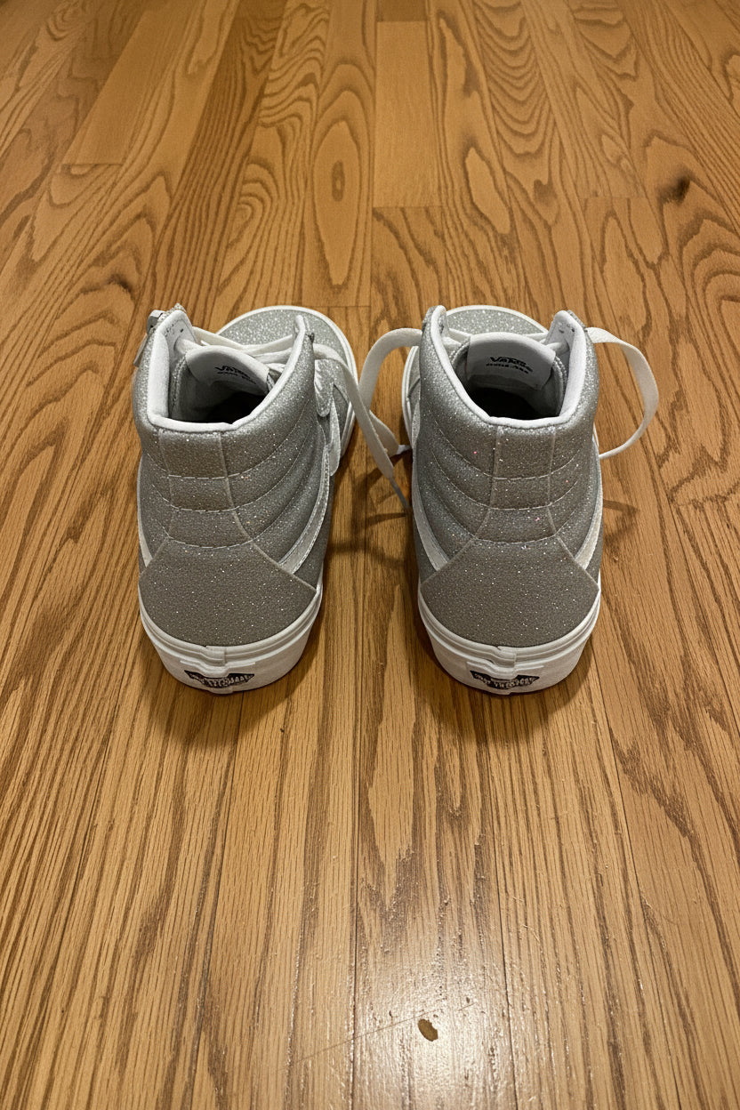 Vans Toddler Sk8-Hi Side Zip Sneaker – Glitter Silver (Pre-Owned)