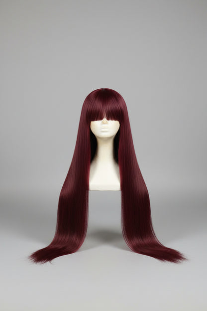 Wine Red Straight Wig | Heat Resistant Synthetic – Pre-Owned
