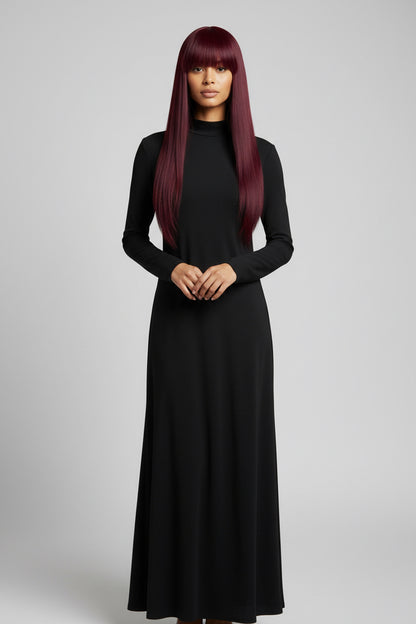 Wine Red Straight Wig | Heat Resistant Synthetic – Pre-Owned