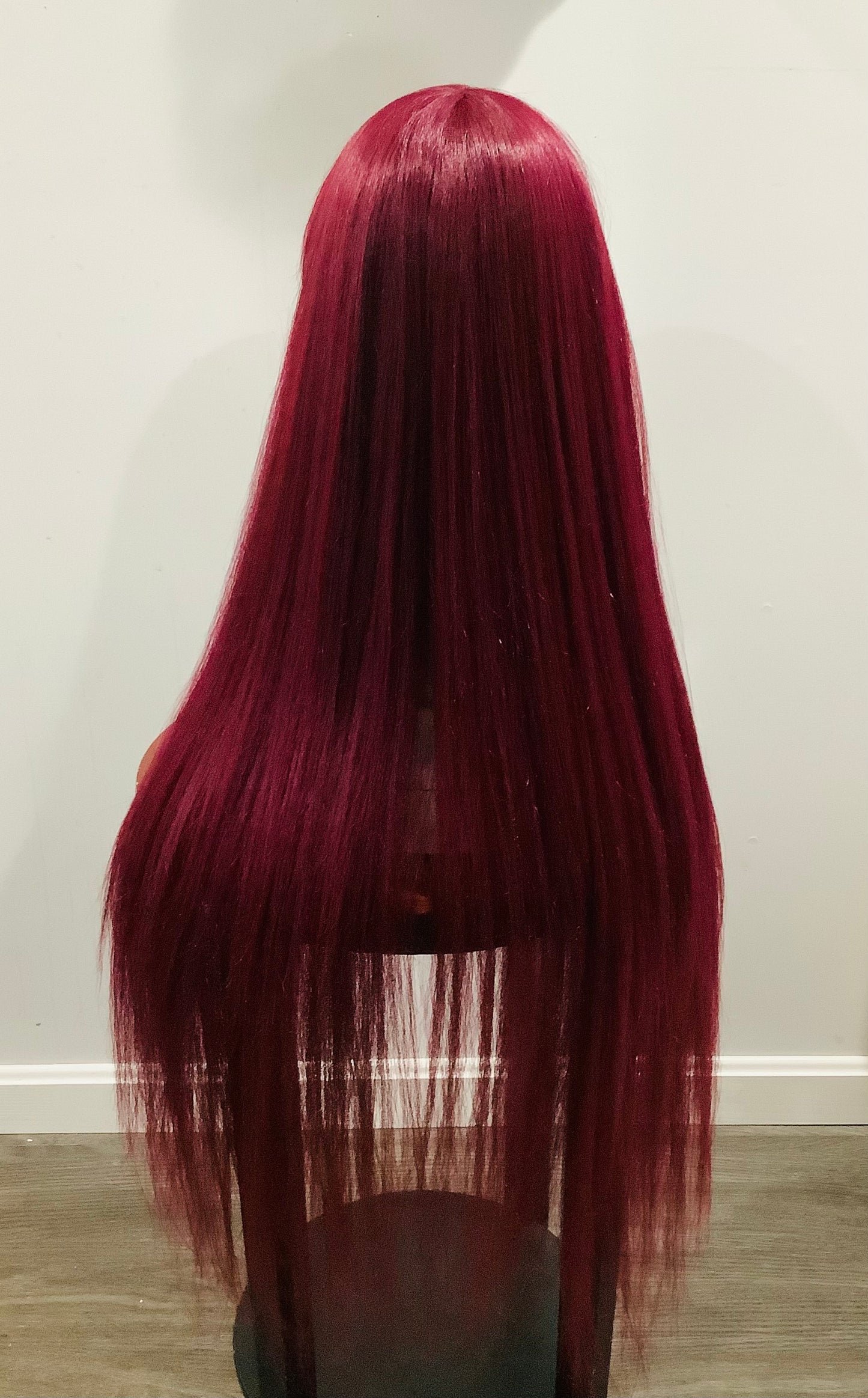 Wine Red Straight Wig | Heat Resistant Synthetic – Pre-Owned