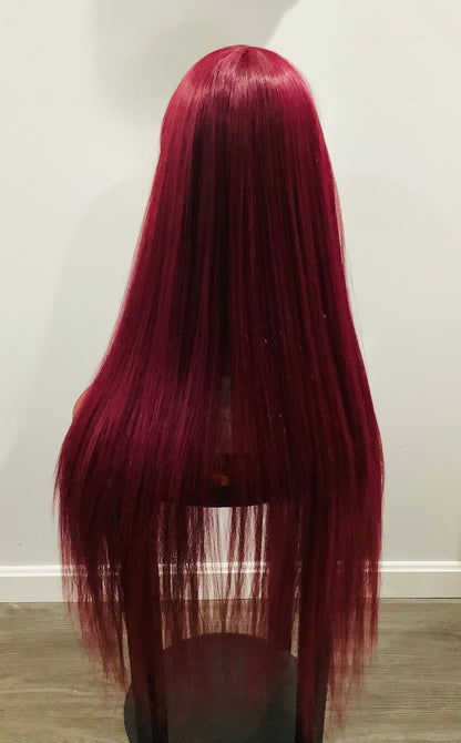 Wine Red Straight Wig | Heat Resistant Synthetic – Pre-Owned