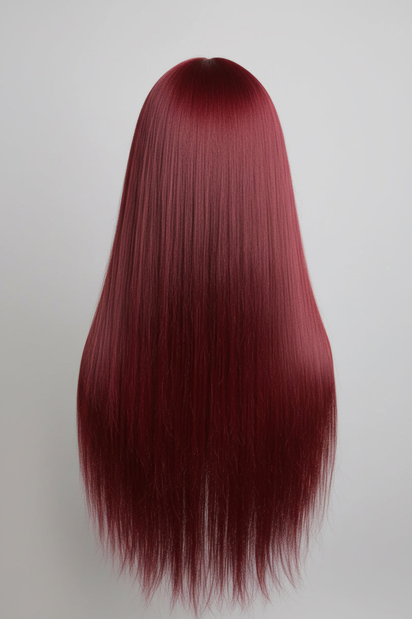 Wine Red Straight Wig | Heat Resistant Synthetic – Pre-Owned