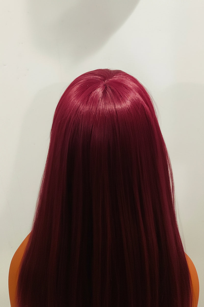 Wine Red Straight Wig | Heat Resistant Synthetic – Pre-Owned
