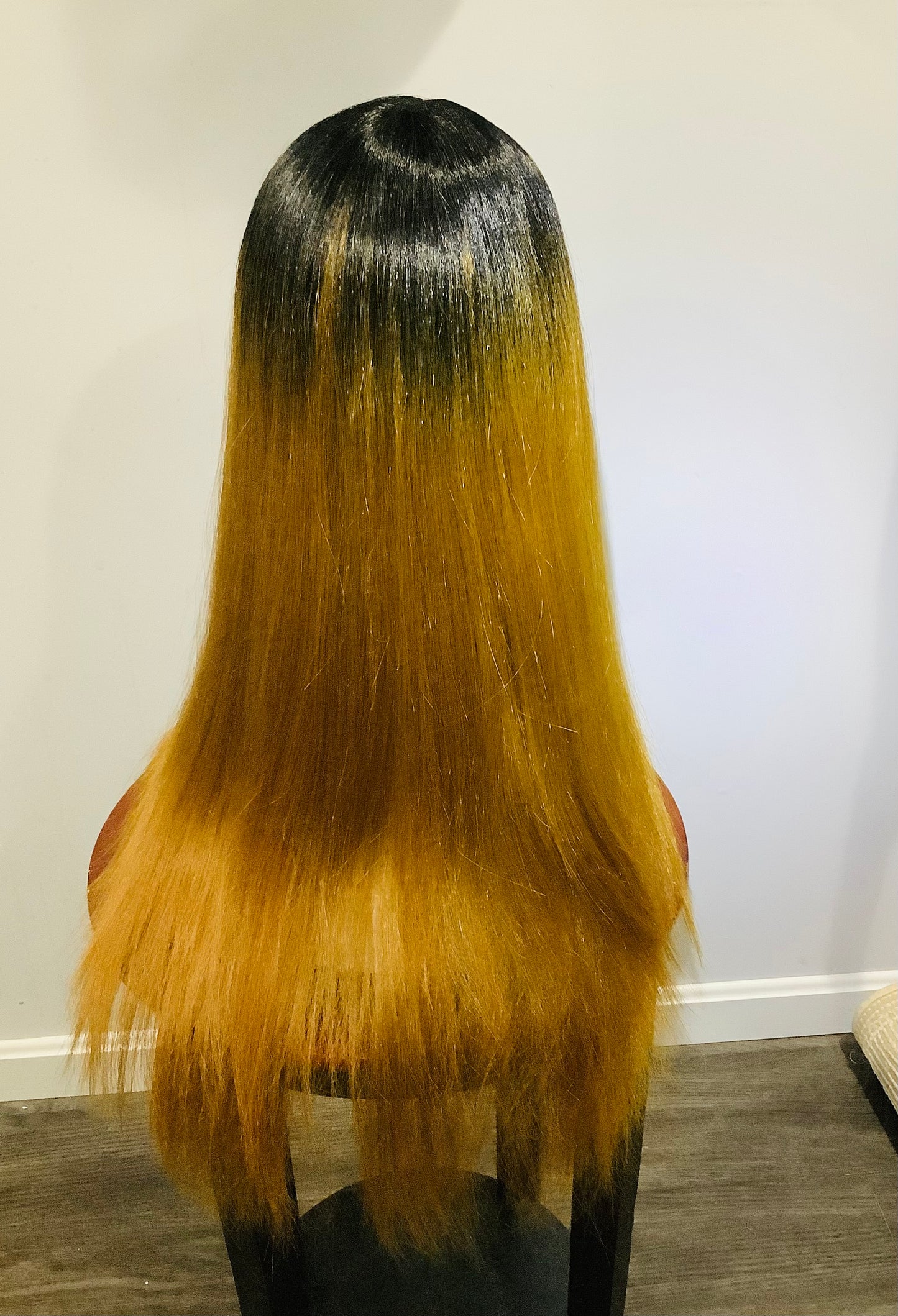 Bone Straight 2×6 Lace Frontal Wig | Ombre Black Root to Blonde | Pre-Owned