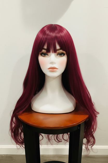 Wine Red Straight Wig | Heat Resistant Synthetic – Pre-Owned