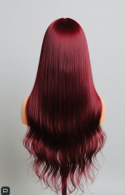 Wine Red Straight Wig | Heat Resistant Synthetic – Pre-Owned