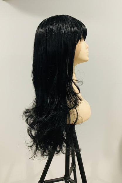 Black Synthetic Wig with Bangs | Heat-Resistant | 18" & 24" | Belle Allure Collection