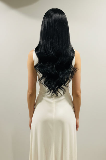 Black Synthetic Wig with Bangs | Heat-Resistant | 18" & 24" | Belle Allure Collection