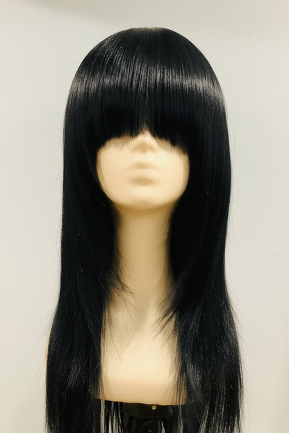 Long Straight Layered Wig with Bangs – 26 Inch | Synthetic Wig