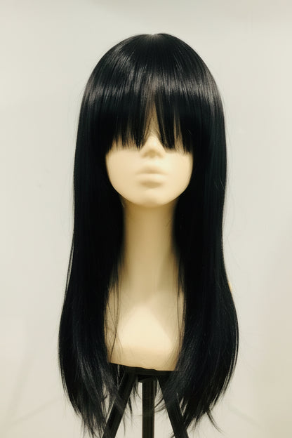 Long Straight Layered Wig with Bangs – 26 Inch | Synthetic Wig