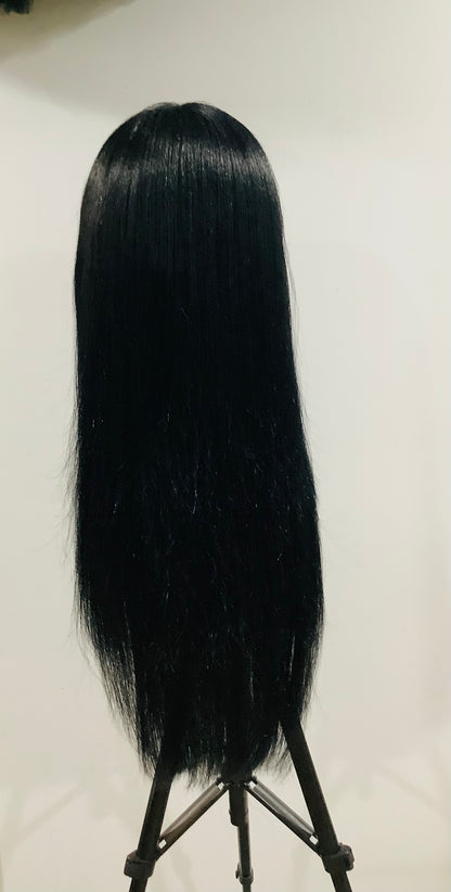 Long Straight Layered Wig with Bangs – 26 Inch | Synthetic Wig