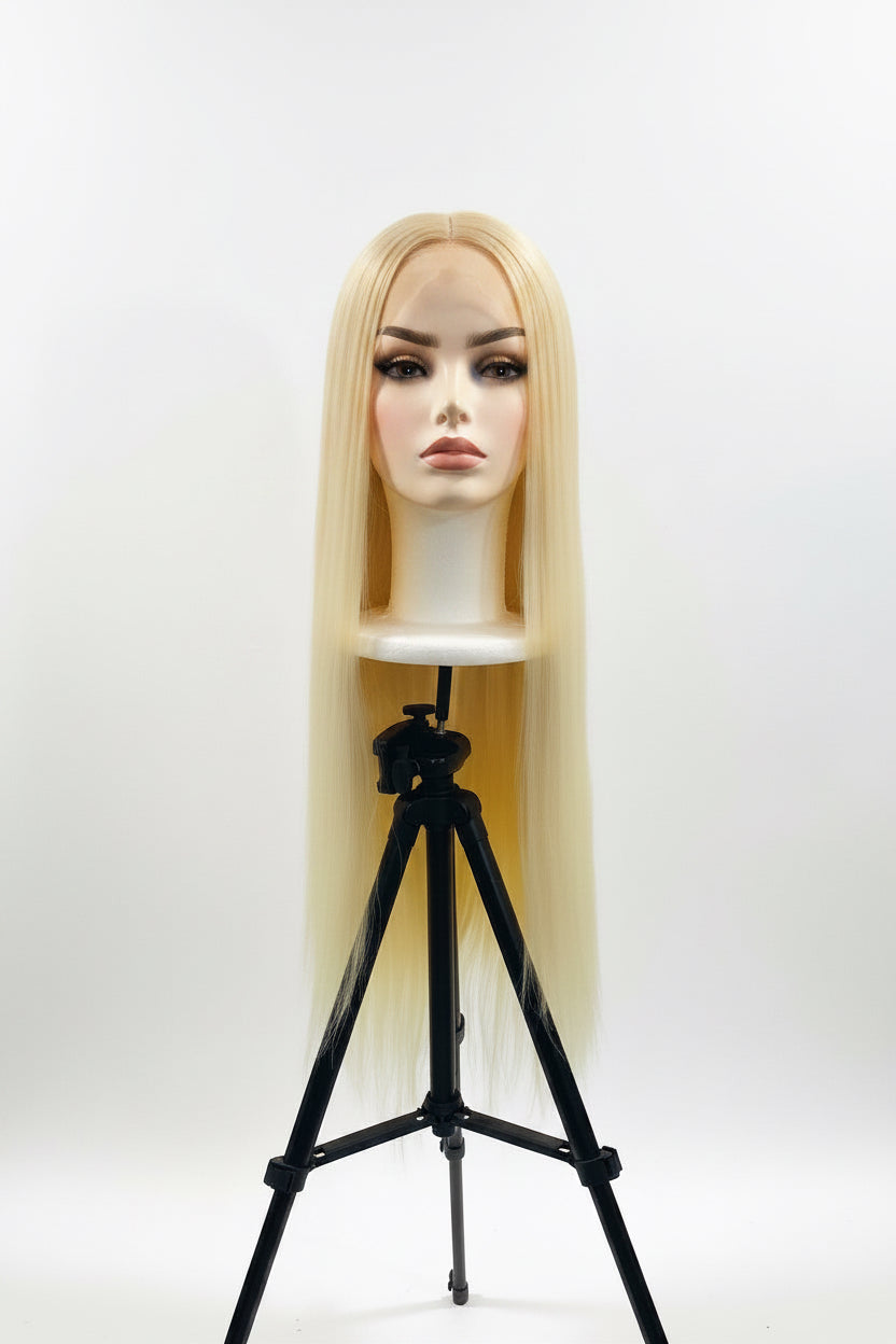 Platinum Blonde HD Lace Frontal Wig – Heat Friendly Synthetic | Belle Allure