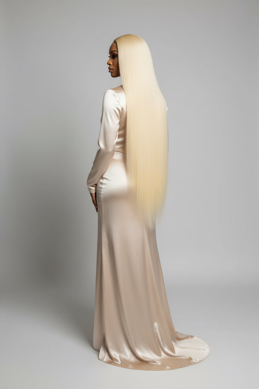 Platinum Blonde HD Lace Frontal Wig – Heat Friendly Synthetic | Belle Allure