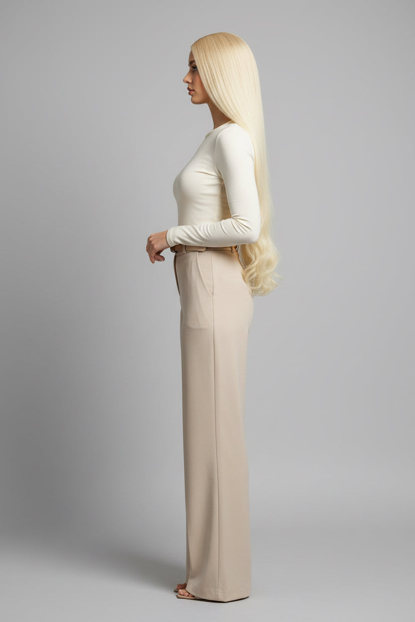Platinum Blonde HD Lace Frontal Wig – Heat Friendly Synthetic | Belle Allure