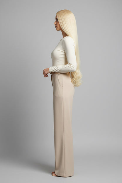 Platinum Blonde HD Lace Frontal Wig – Heat Friendly Synthetic | Belle Allure