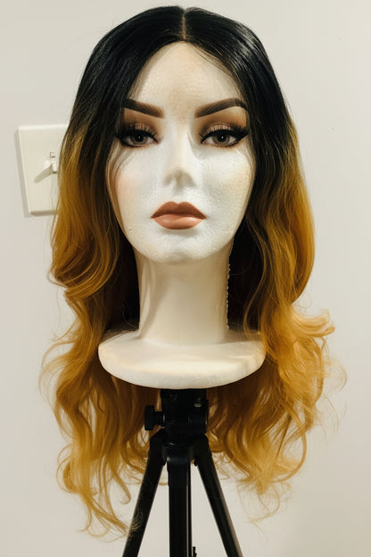 Honey Blonde Ombré Lace Front Wig | Long Wavy Synthetic Hair