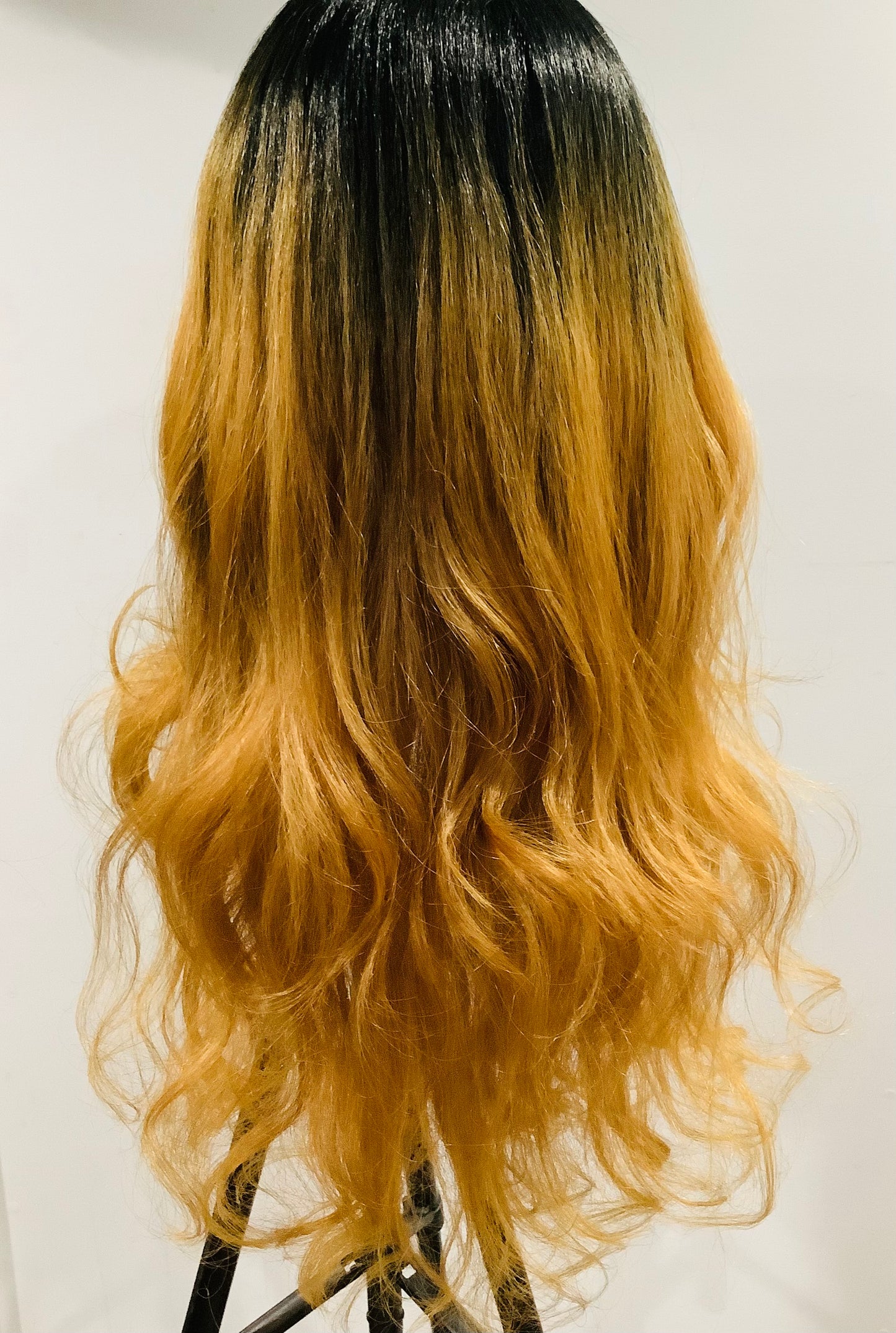 Honey Blonde Ombré Lace Front Wig | Long Wavy Synthetic Hair