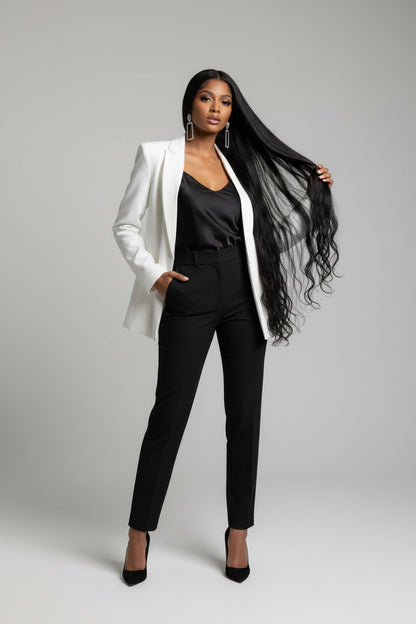 Black Lace Front Wig | Long Wavy Human Blend Hair | 30" & 32"