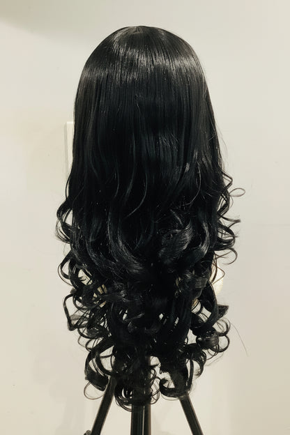 Black Synthetic Wig with Bangs | Heat-Resistant | 18" & 24" | Belle Allure Collection