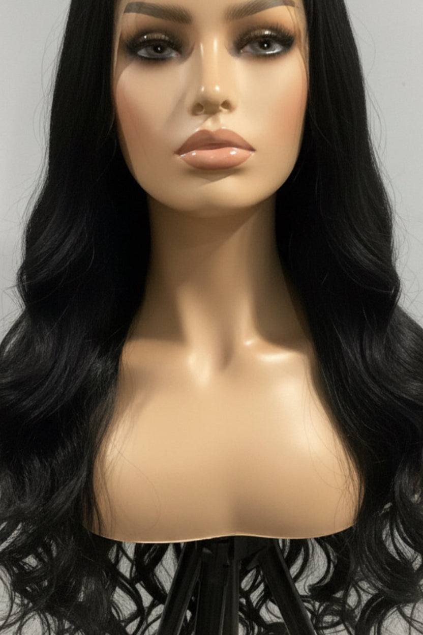 Black Lace Front Wig | Long Wavy Human Blend Hair | 30" & 32"