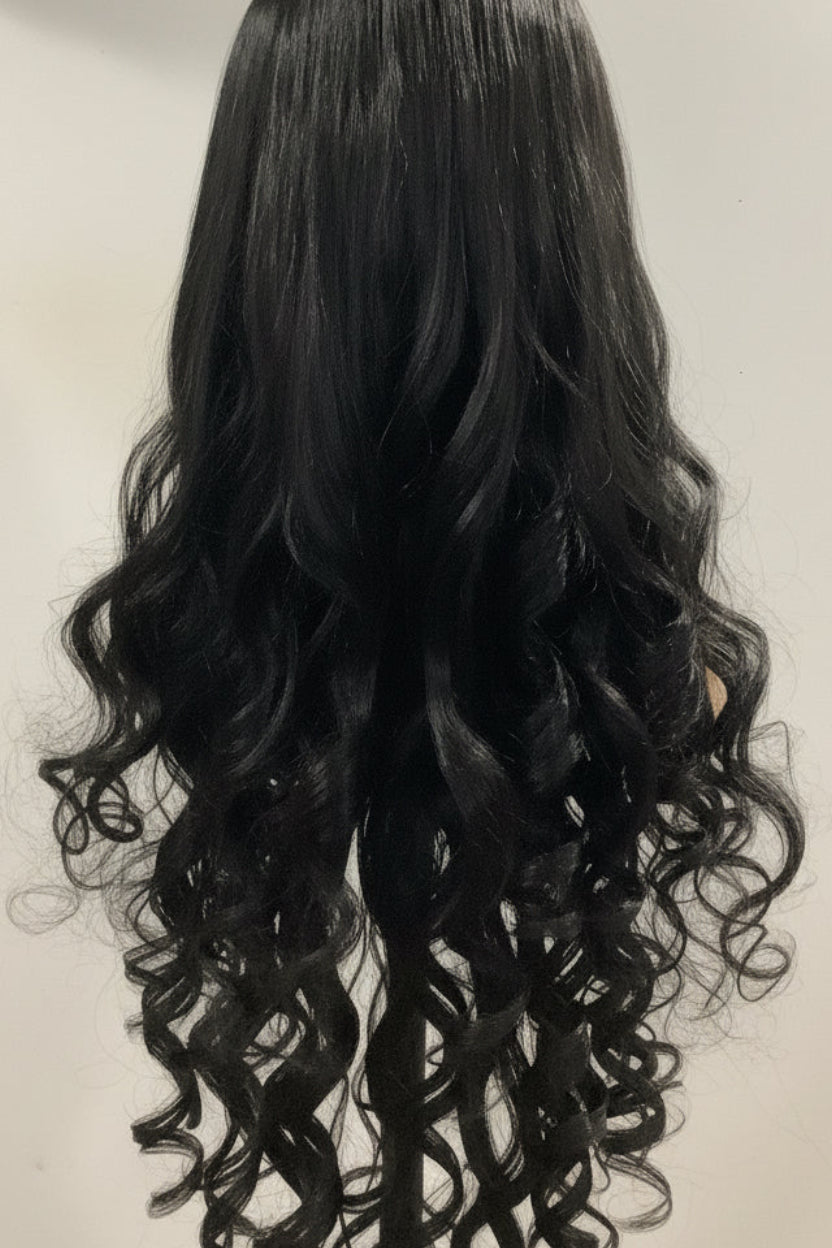 Black Lace Front Wig | Long Wavy Human Blend Hair | 30" & 32"
