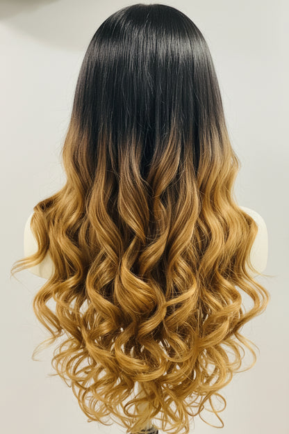 Non-Lace Scalp Wig | Human Blend Wave with Bang | Ombré Blonde – Pre-Owned