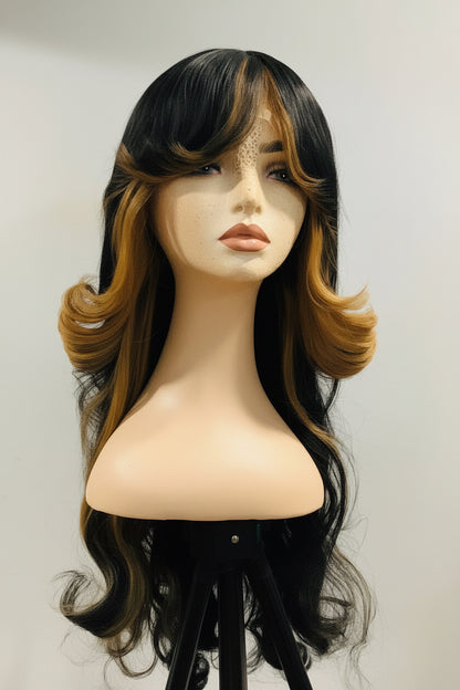 Skunk Highlight Wig – Two-Tone Black & Blonde Human Blend